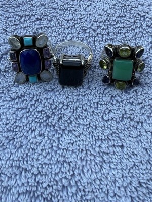 Lot Of Sterling Silver Ring With Multiple Gemstones-NIcky Butler And More-Size 9
