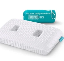 Blissbury Ear Pillow For Sleeping w/piercings/Sore Ears/headphones, Memory Foam