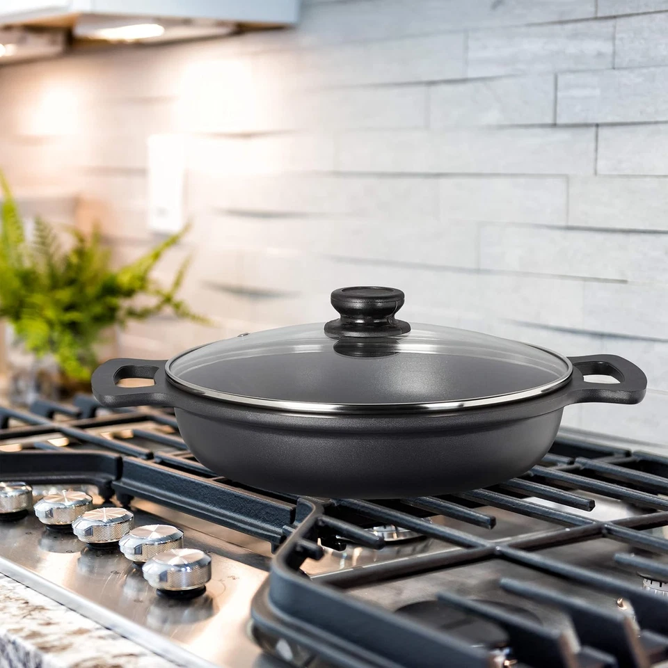 Padella, Antiaderente, Con Coperchio, Fornello & Grill, Alluminio, Casseruola Bi - Immagine 2 di 4