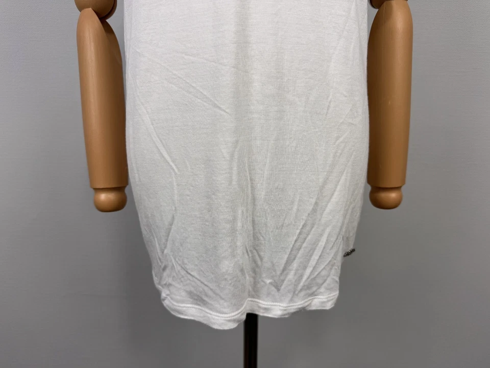 Blusa de diseñador Roberto Cavalli blanca hombros abiertos con cuentas manga corta talla S Foto 4 de 4