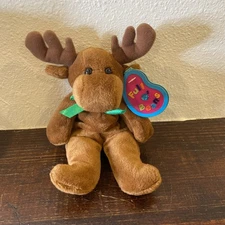 1999 Avon Full O' Beans 10" December Spruce Moose Plush Stuffed Animal Hangtags
