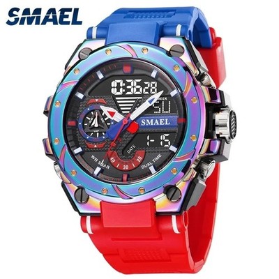 SMAEL Herren Uhr 50m Wasserdicht Analog Digital LED Sport Alarm Quarz Outdoor