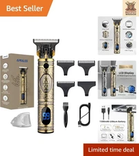 Golden Cordless Hair Clippers & Trimmer with LED Display - Professional Grooming