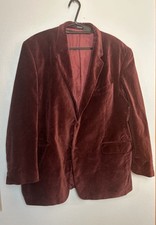 Personal Choice Men's Burgundy Velvet Blazer, Size 46