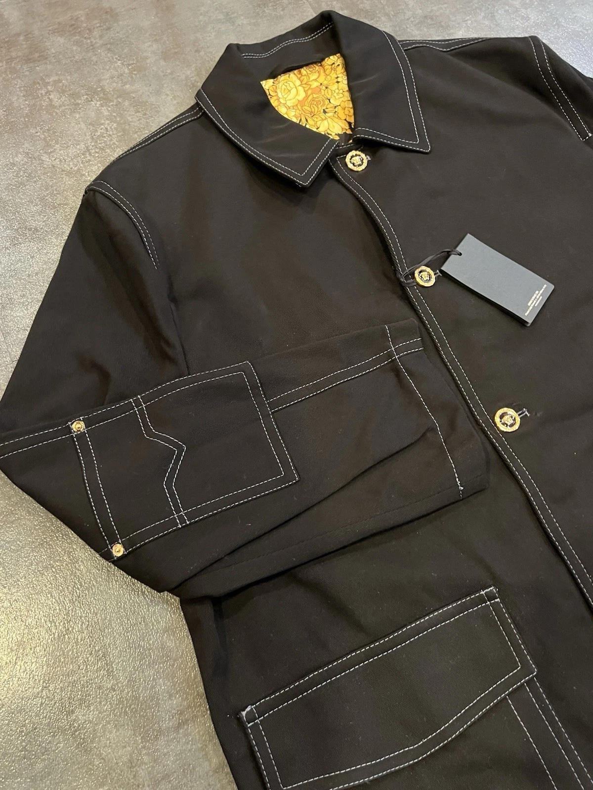 VERSACE ABBIGLIAMENTO Gabardine Single breasted Coat In Black Men Sz 54 $2825 image 6