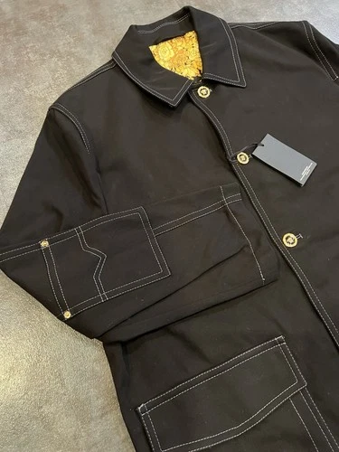 VERSACE ABBIGLIAMENTO Gabardine Single breasted Coat In Black Men Sz 54 $2825 image 6