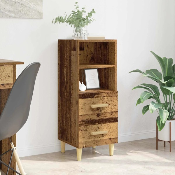 Schmales Sideboard Altholz 34X34,5X90 Cm Holzwerkstoff Wohnzimmer-image