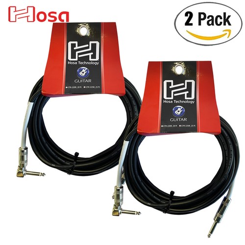 2-PACK Hosa GTR-225R 1/4" Straight to Right Angle Guitar Instrument Cable 25FT - 第 1/1 張圖片