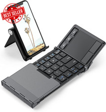 BK08 Foldable Bluetooth Keyboard, Touchpad, Multi-Device, Portable (iPad/Phone)