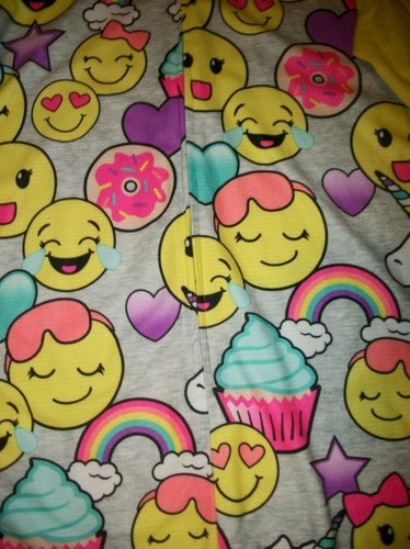 JUSTICE PINK FOX AZTEC OR EMOJI HOODED ONE PIECE PAJAMAS SLEEPER GIRLS 16 18 20 - Picture 8 of 9