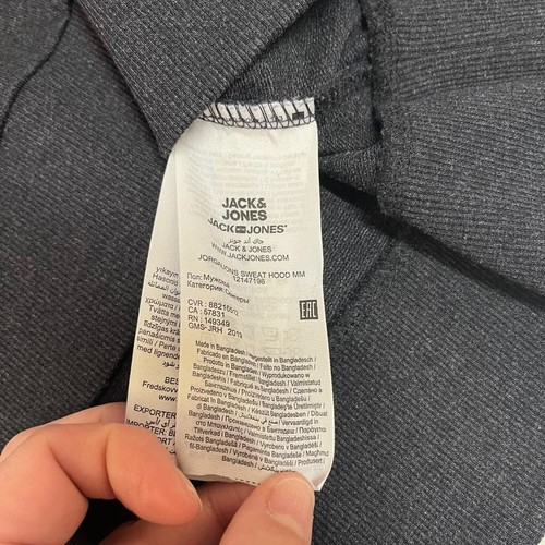 Jack & Jones Mens Charcoal Grey Hoodie Size XL Spellout Pullover (ITN887) - Picture 7 of 9