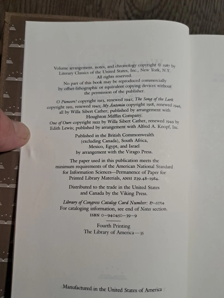 Library of America ~ WILLA CATHER ~ Early Novels and Stories - Image 4 of 4