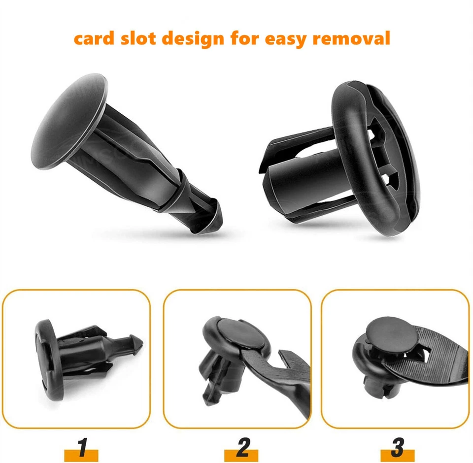 100x Retenedor de Coche Sujetadores Automáticos Empuje Trim Clips Pin Remache Guardabarros Kit de Parachoques Foto 4 de 4
