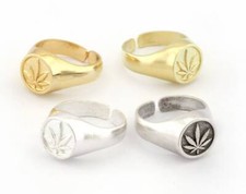 Leaf Ring Adjustable Raw Brass, Antique silver,Shiny Silver-Gold 7-9us size 4805