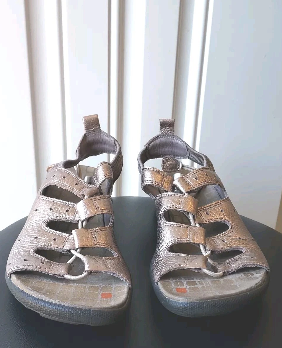 Sandali Ecco Jab Toggle donna USA taglia 7 UE taglia 37 punta aperta cinturino in pelle