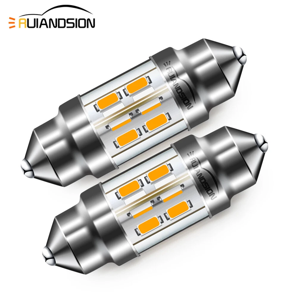 2pcs Warm White 31MM 3014 16 LED Festoon Interior Dome Light Trunk