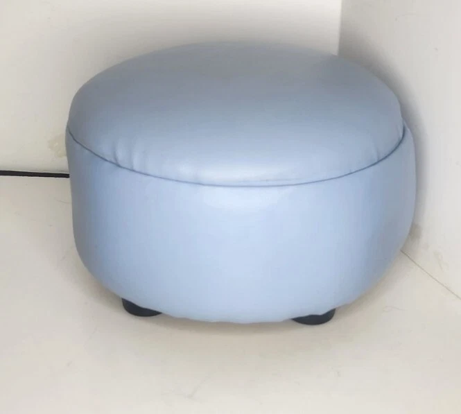Coaster Co. of America  Footstool Ottoman Blue Vinyl  - Image 2 of 4