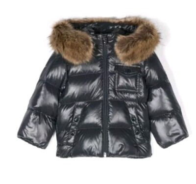 Moncler kids girls Black down coat Size 12 Fur Hood