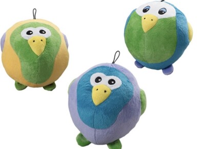 SPOT Stuffed Butterball TROPICAL BIRD PLUSH Squeaker 6  Fat Ball Dog Toy 4147