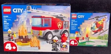 LEGO CITY # 60280 & 60318 FIRE LADDER TRUCK + HELICOPTER BRAND NEW SEALED