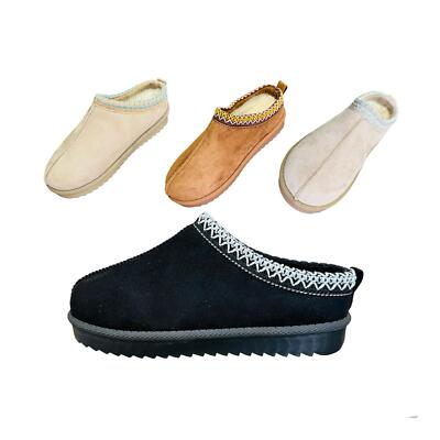 Womens Ladies Slippers Boots Shoes In Out Door Slip On Warm Faux