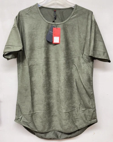 Women T-Shirt Short Sleeve Dress Solid Olive Green