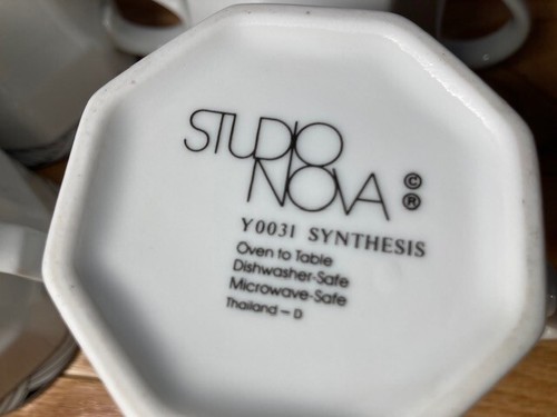 Studio Nova Y0031 Synthesis Coffee Mugs White 10 oz. SET OF 4 - Picture 8 of 14