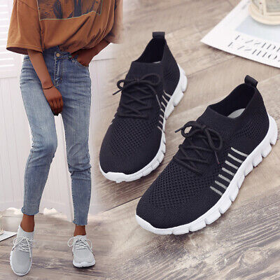 Womens Athletic Lace Up Shoes Comfy Round Toes Running Workout Flats Sneakers