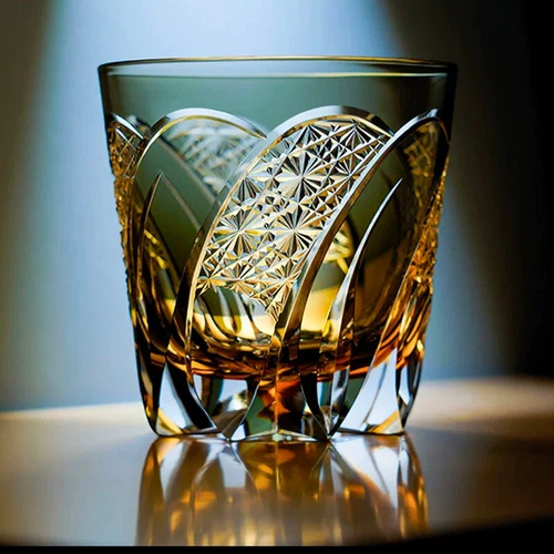 Vaso de whisky 320 ml vidrio hecho a mano de alta gama vidrio Edo Kiriko embalaje de regalo a la venta - Imagen 5 de 11