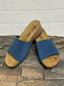 blue suede slides