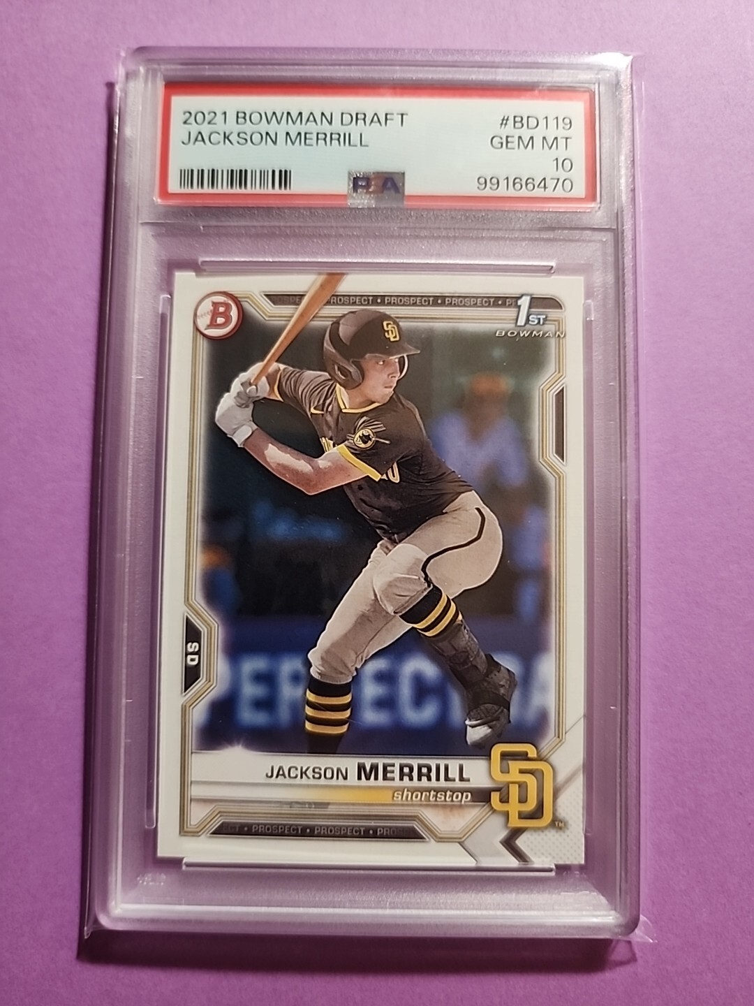 2021 BOWMAN DRAFT #BD119 JACKSON MERRILL PSA 10 FRESHLY GRADED & SLEEVED Qty!