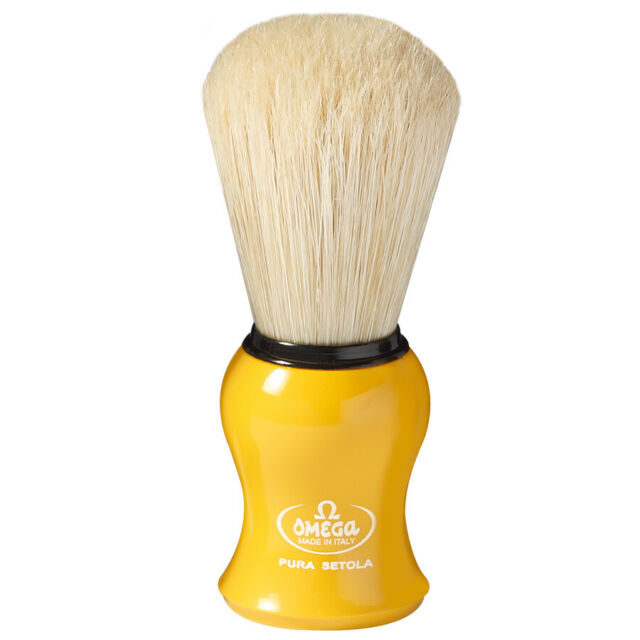 Yellow Shaving Brush Long Schweineborste Omega Italy Pure Bristle Natural