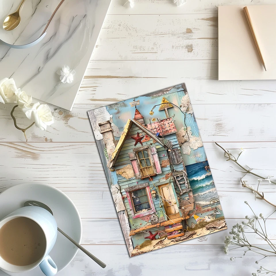 10 Assorted All Occasion Note Cards Blank Greeting Cards w/Envelopes Beach House - Image 2 of 2