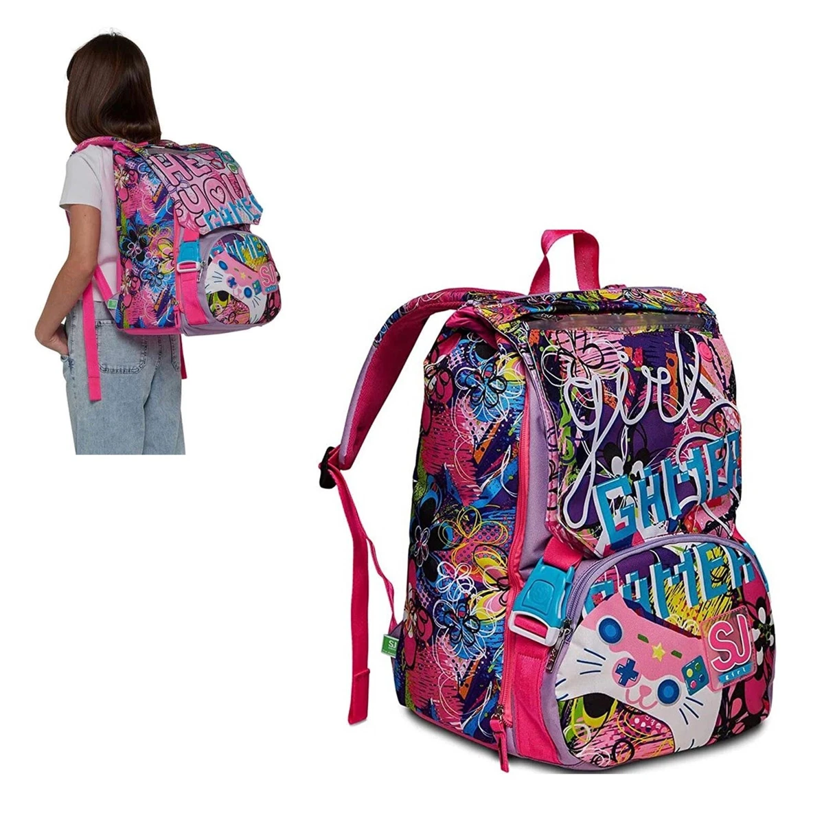 Sac à Dos seven Extensible Sj Gang Gleamled pour Petite Fille École  Élémentaire