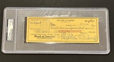 Rare 1948 WALT DISNEY Signed Business Check - Full Signature - PSA Slabbed
