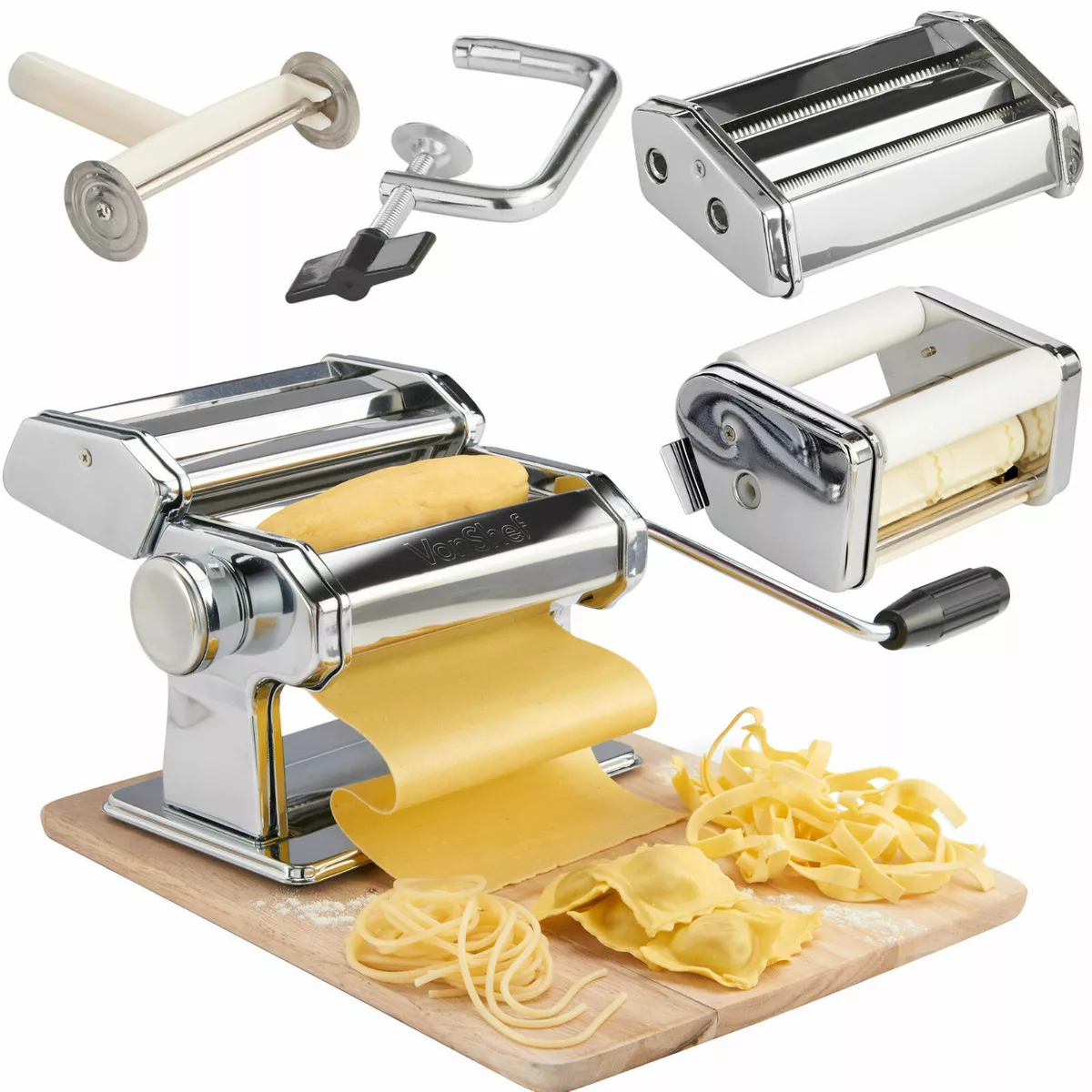Pasta Maker Machine Roller Lasagne Spaghetti Ravioli Tagliatelle Cutter 5 in 1