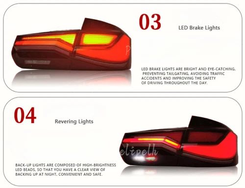 Pair For BMW 3 Series F30 F35 F80 2012-18 Smoked Tail Lights Rear Lamp LED Light - Picture 10 of 10