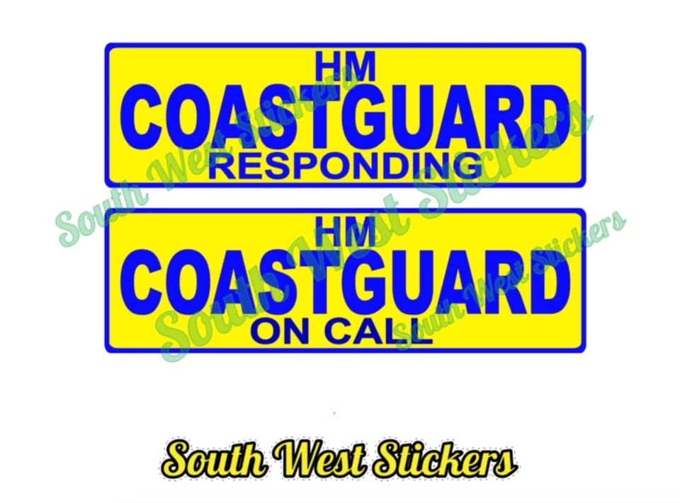 HM Coastguard ON CALL or RESPONDING - STICKER or MAGNET 300x90mm x 1