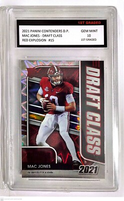 2021 Mac Jones Panini Contenders DP Draft Class Red Explosion #15 1st Graded 10