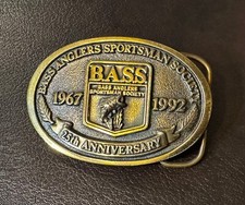 Bass Anglers Sportsman Society 25th Anniversary Brass Belt Buckle 1967-1992 