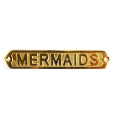 Mermaids Wall Plaque Sign Polished Solid Brass Nautical Beach House Boat Decor 