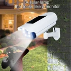 Outdoor Home Security Alarm LED Flash lamp Solar PIR Motion Sensor Dummy Camera