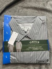 Orvis Long Sleeve Mens Tech Shirt Blue Gray NWT Size Large