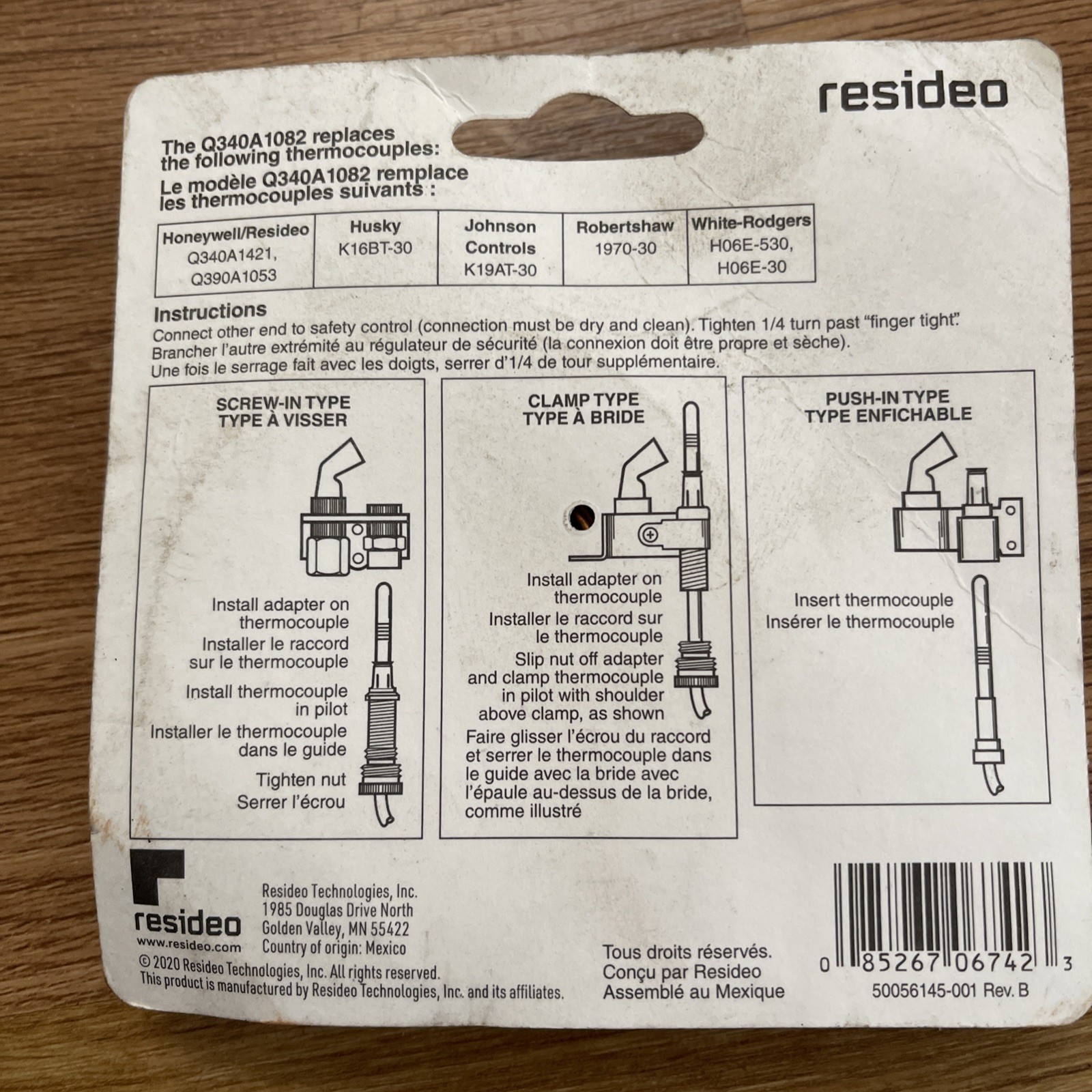 RESIDEO HONEYWELL Q340A1082 30" UNIVERSAL THERMOCOUPLE 30mV NEW W/ ADAPTER