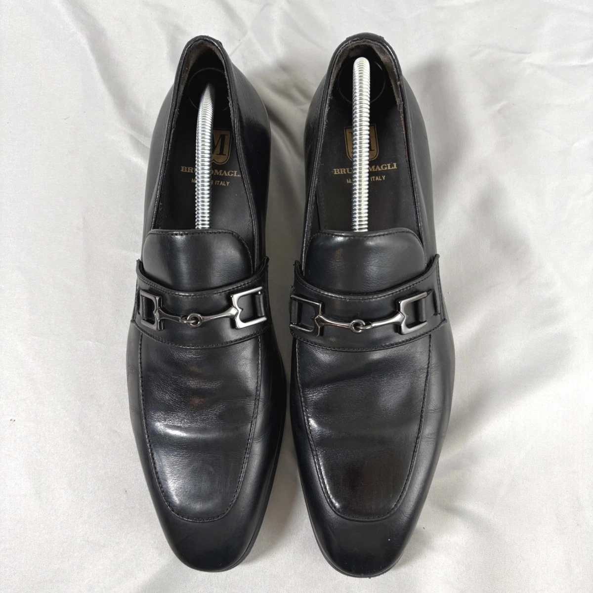Vtg 90s Bruno Magli Men\'s 8.5 M Black Nappa Leather Loafers Handmade in Italy vintage bruno magli shoes products for sale | eBay main image 3