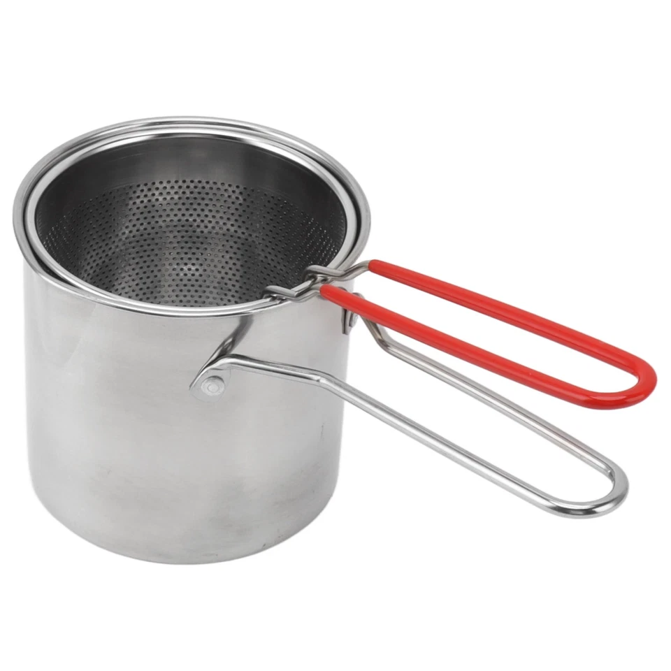 Deep Fryer Pot 304 Stainless Steel Frying Pan Stock Fry Pot With Strainer - Image 4 of 4