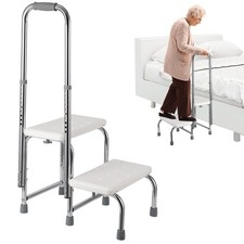 Bed Step Stool for High Bed Bed Rails w/Handrail Adjustable Height NonSlip 440Lb