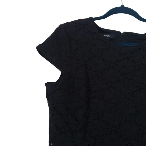 Alfani Womens Black Lace Shift Dress Size 14 LBD Date Night Feminine Twee Guest - Image 2 of 4