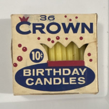 Crown Birthday Cake Candles 36 Pack Yellow Birthday Party Supplies Vintage Box