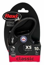Flexi Retractable Leash For XS Dogs Classic Tape Up To 26 lbs 10ft Black NEW